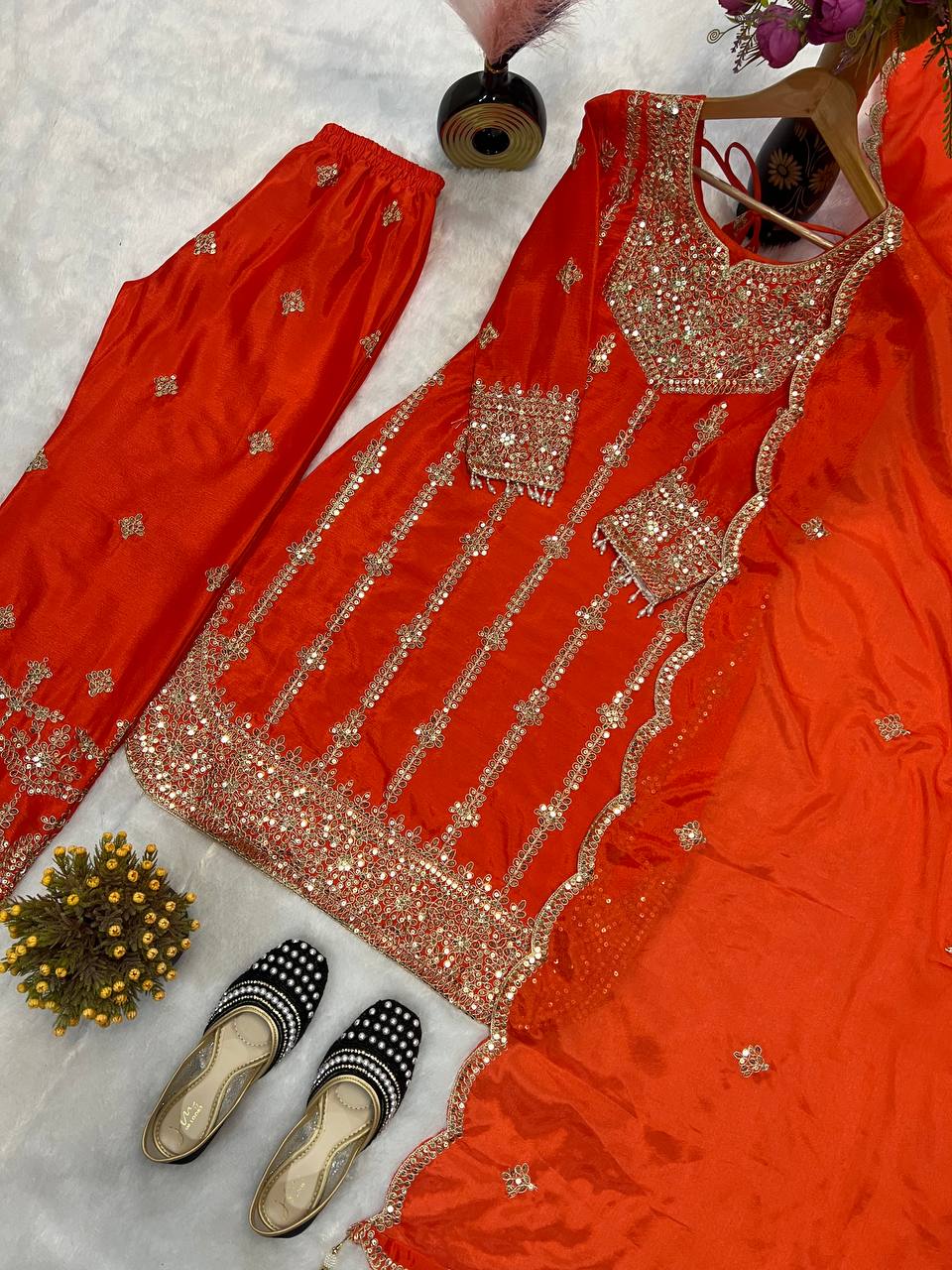 Royal Cerulean Silver-Embroidered Sharara Set